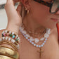 Conley Beaded Cross Necklace : Hypoallergenic and Water Resistant: Green