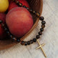 Conley Beaded Cross Necklace : Hypoallergenic and Water Resistant: Brown