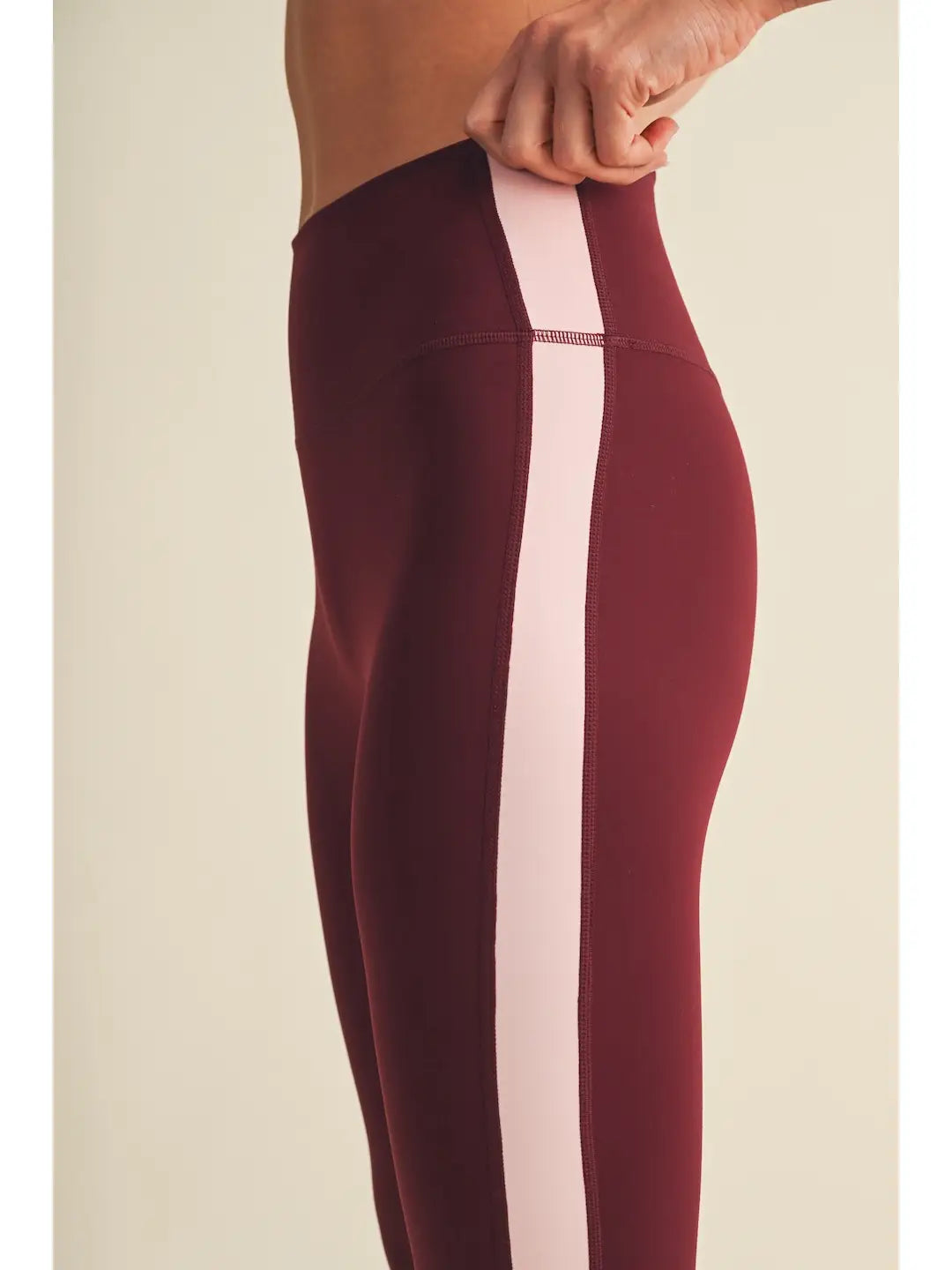 Burgundy Color Block Leggings