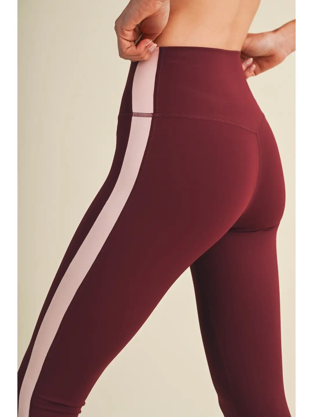 Burgundy Color Block Leggings